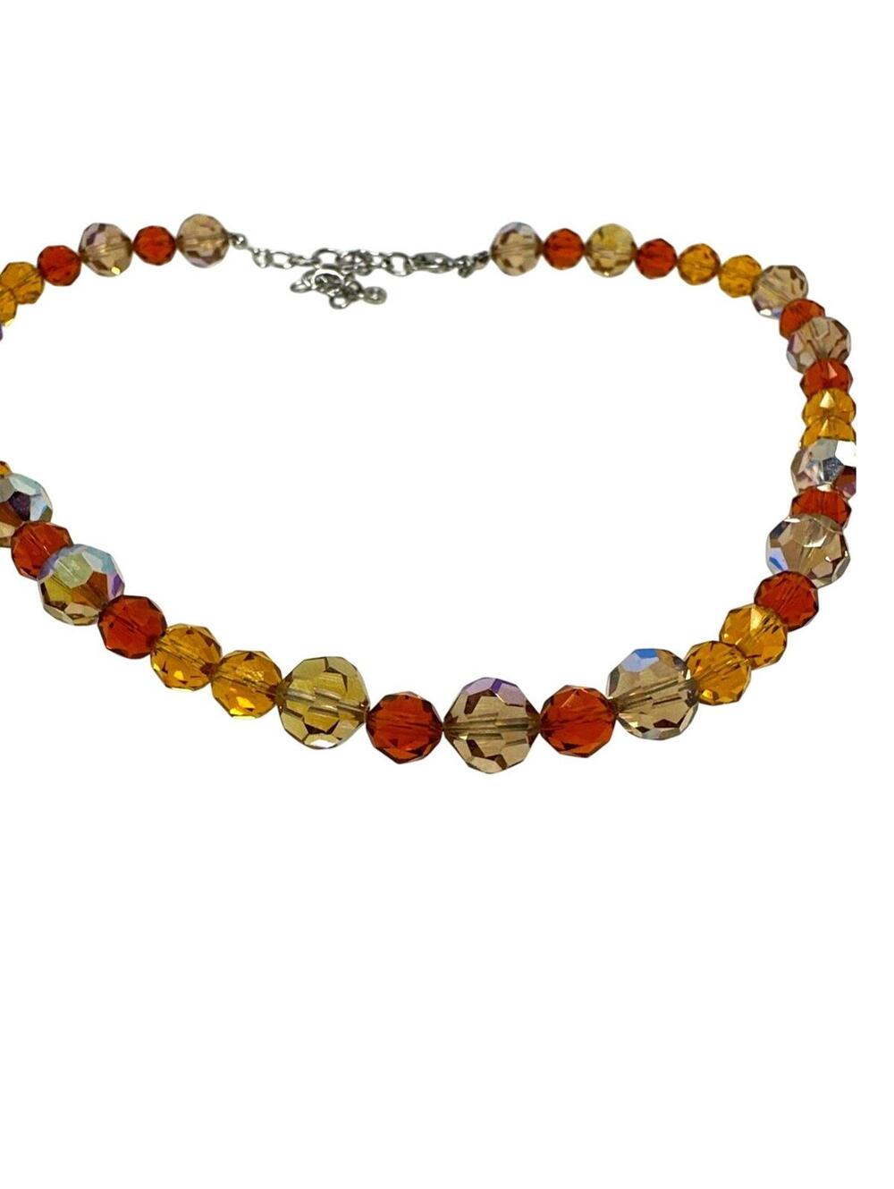 SWAROVSKI necklace faceted crystals beads 15”-18” Long Gold Orange Light Brown - Picture 2 of 7